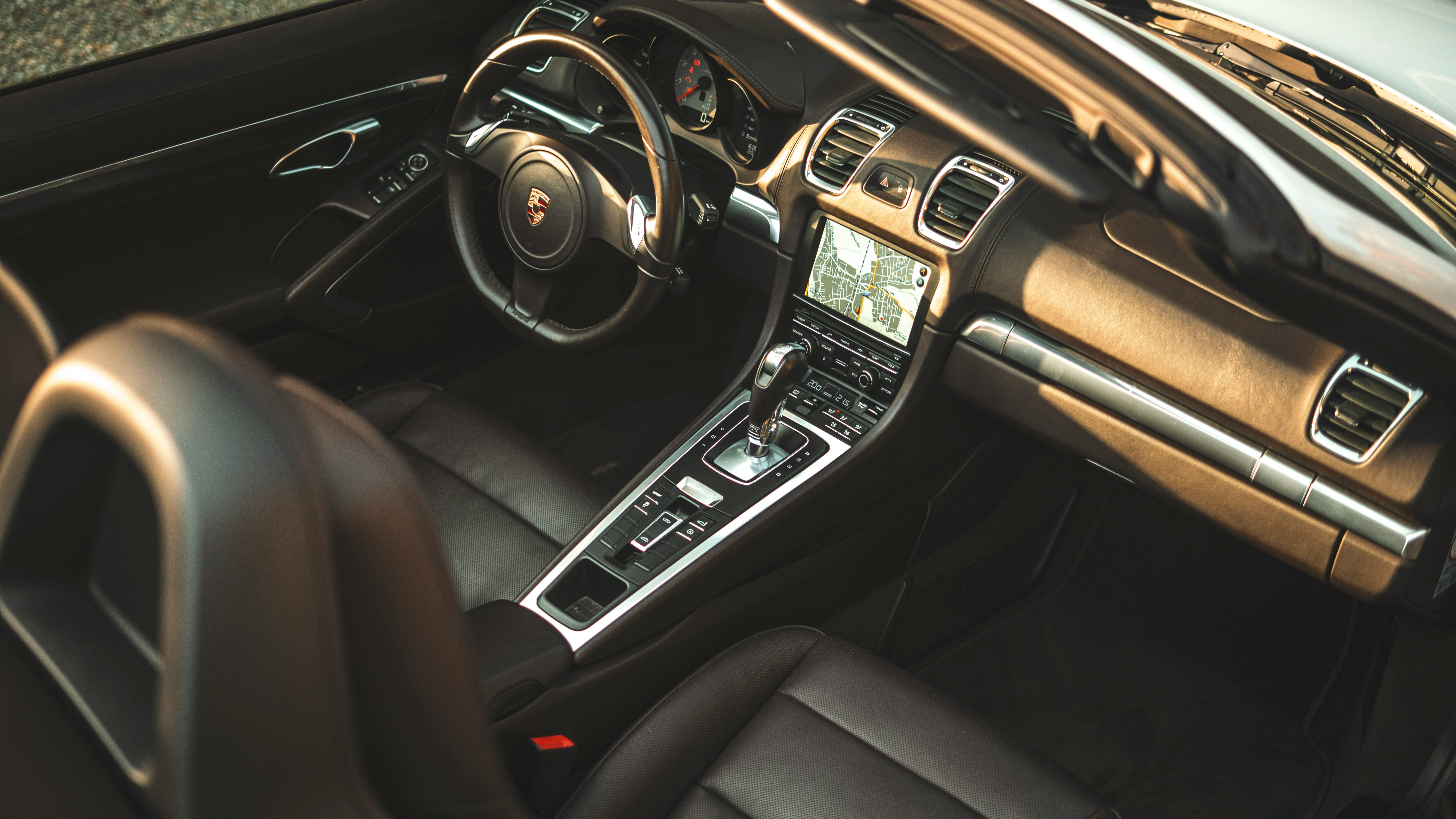 black and brown car interior